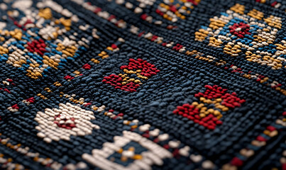 Intricate Textile Pattern with Colorful Designs and Deep Texture
