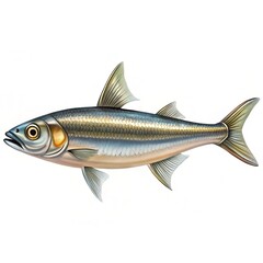 Fototapeta premium Anchovy fish on white background 