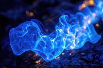 Obraz premium A close-up shot of blue smoke rising from a rocky surface