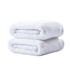 Soft white towels stacked neatly