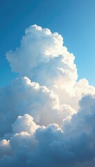 Majestic cumulus cloud drifting slowly across the sky, puffy, soft