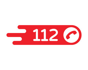 Red 112 Emergency Call Icon Universal Safety High Quality Vector