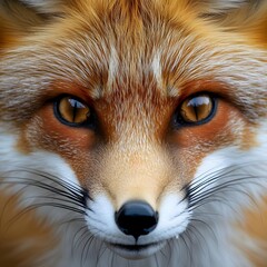 Fototapeta premium Close-up portrait of a vibrant fox showcasing its striking orange fur and expressive eyes in nature