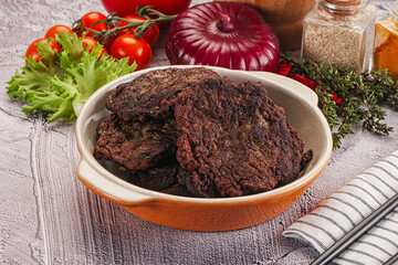 Liver pancakes in the bowl