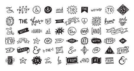 Hand drawn doodle elements set, ampersands, catchwords. vintage doodle ampersands, catchwords, calligraphy