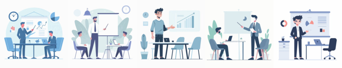 Vector of a person giving a presentation.