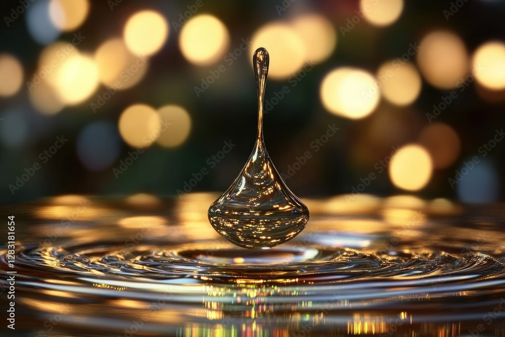 Poster a single drop of water falls into a pool, creating ripples on the surface