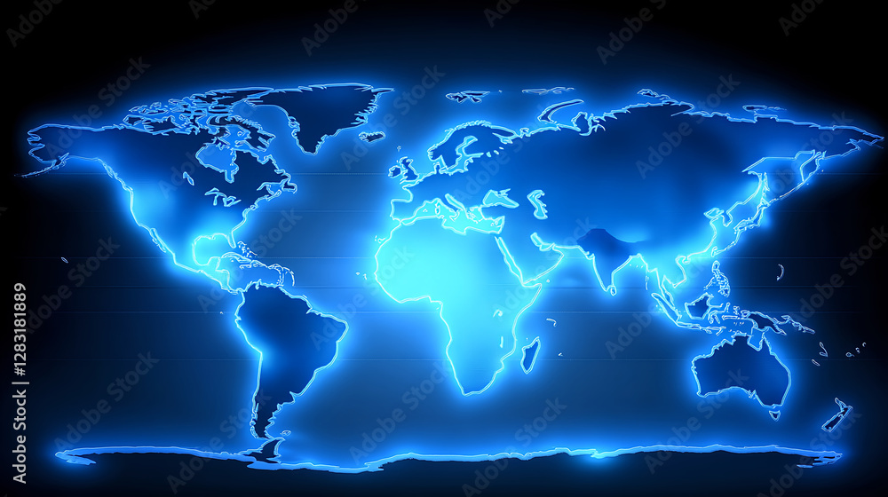 Poster global network visualization digital art technology virtual environment 3d view data representation