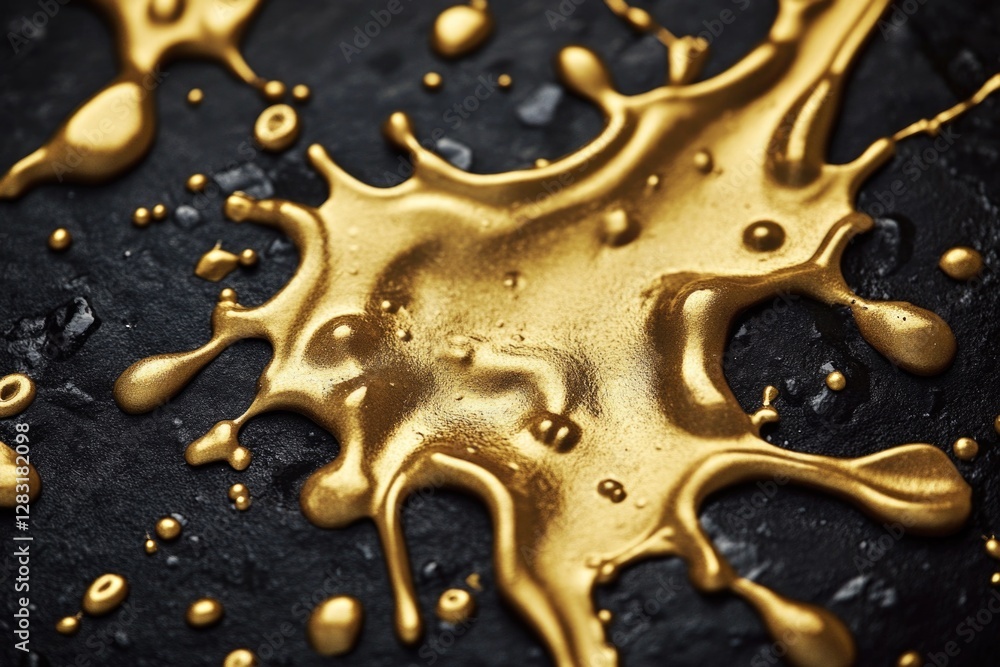 Poster a close-up image of a single liquid drop on a black surface