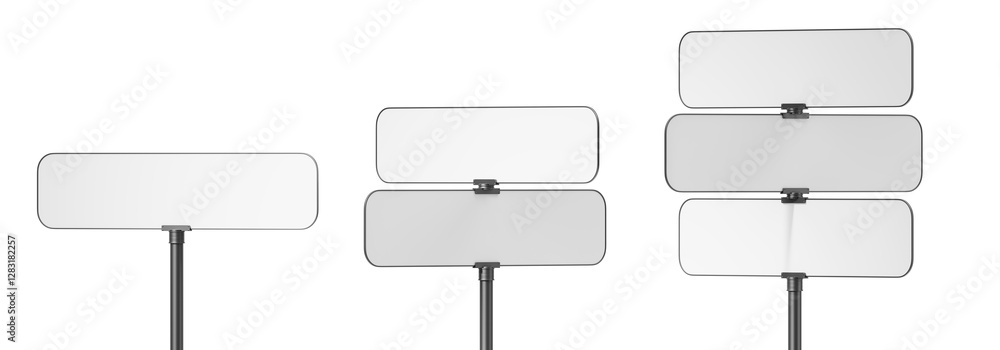 Poster blank rectangular signage mockup with multiple layout options. 3d rendering