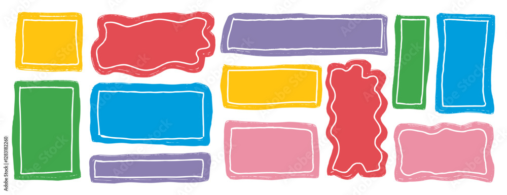 Poster hand drawn quote frame set template. funny speech bubbles. empty flat colorful shape text box.