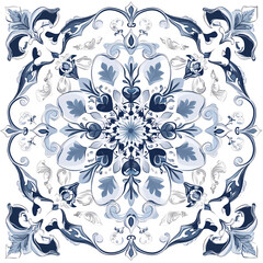 Blue and White Porcelain Mandala