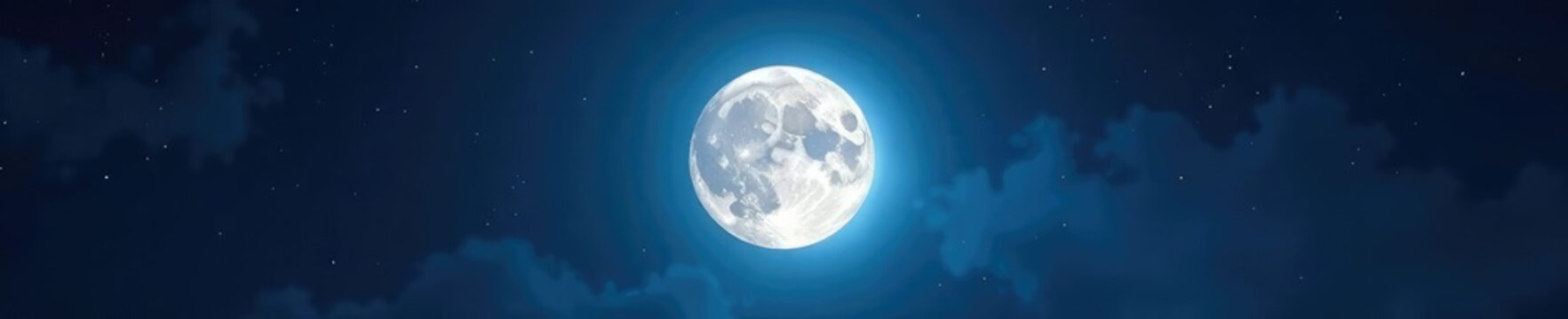 Bright lunar halo surrounding a bright full moon in the nighttime sky, night sky, radiant