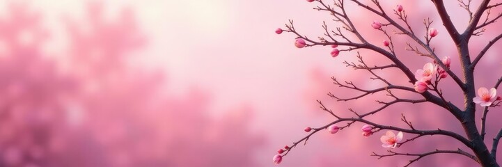 Fototapeta premium Twisted willow branches on a pink hazy background, easter, branches
