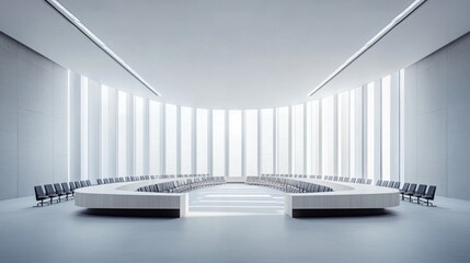 Fototapeta premium A legislative hall with sleek lines and open spaces. Featuring efficiency and clarity