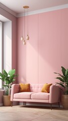 Room interior with wall background. 3D rendering ,3D illustration