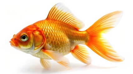 Fototapeta premium Orange Goldfish on White Background