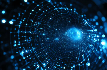 Obraz premium Blue energy surrounds black hole