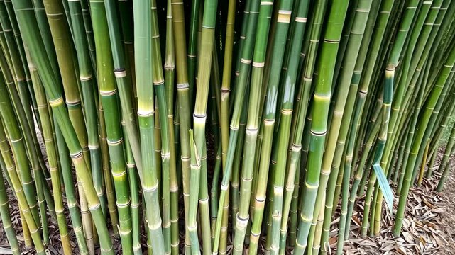 Dense Bamboo Stalks in Natural Light with Detailed Green Texture a Botanical Pattern and Exotic Plants for Garden Design