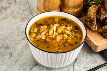 Hot Crab corn soup with vegetables