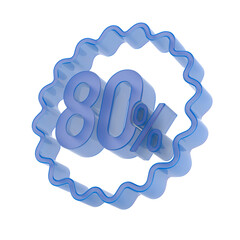 Eighty percent on white background. Isolated 3D illustration