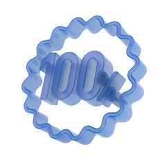 One hundred percent on white background. Isolated 3D illustration