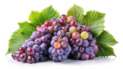 Fototapeta premium Red and Green Grapes on White Background