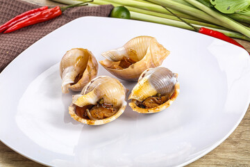 Snails baked with garlic and spices