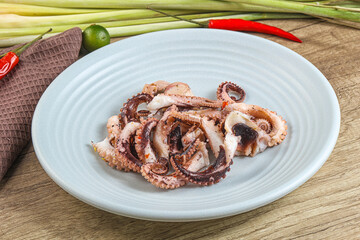 Grilled octopus tentacle sliced appetizer