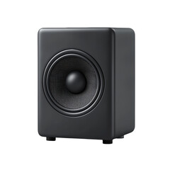 Fototapeta premium Modern compact black subwoofer for home audio system