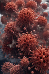 Fototapeta premium In the midst of a global pandemic, a microscopic virus causes widespread pneumonia, leaving devastation in its wake. A breathtaking photograph captures the essence of this crisis