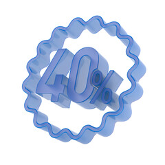 Forty percent on white background. Isolated 3D illustration