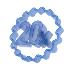 Twenty percent on white background. Isolated 3D illustration
