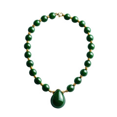 Obraz premium Elegant green jade necklace with gold accents