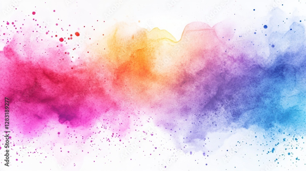 Poster vibrant watercolor abstract art with flowing colors blending seamlessly in a spectrum of hues. gener