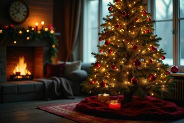 Richly decorated Christmas tree with mulled wine, warm, Christmas tree