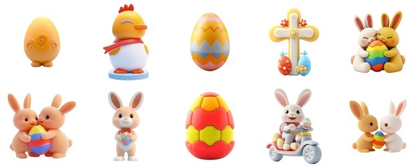 Fototapeta premium Colorful Bunny and Egg Decorations for Spring Celebration