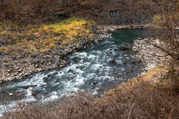 water flowing into the river