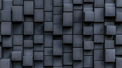 Abstract Gray Cube Wall with Random Arrangement and Geometric Pattern Texture