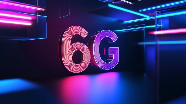 Illuminated 6G technology: Showcasing the cutting-edge potential of the 6G network. this image demonstrates innovation, technology, and futuristic concepts