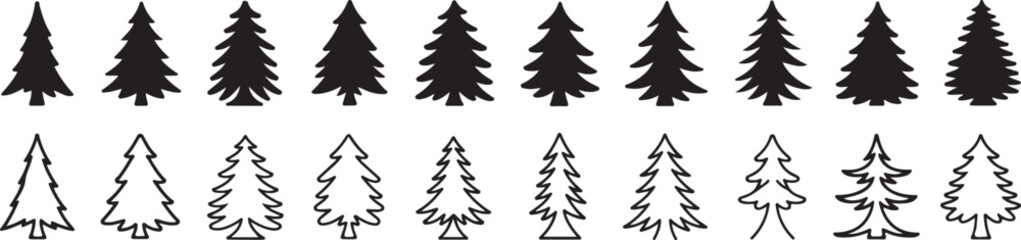 Variety of Fir Tree Silhouettes for Design Use