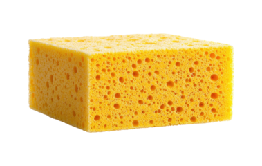 Bright yellow kitchen sponge with porous texture