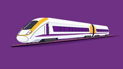 Fototapeta premium modern high-speed train in a vector flat style illustration on a purple background