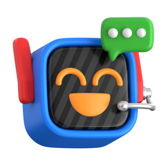 3D chatbot, symbolizing AI conversation, virtual assistance, and automated messaging