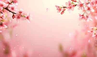 Fototapeta premium Delicate Cherry Blossom Branches Against a Soft Pink Background
