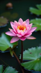 Full bloom of Nymphaea candida on pond surface, water lily, pond life