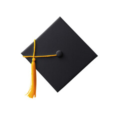 Classic black graduation cap with yellow tassel