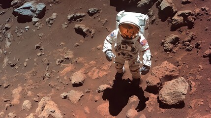 Naklejka premium Astronaut On Mars. The Future Of Space Exploration And Colonization.