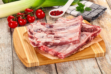 Raw pork ribs for cooking