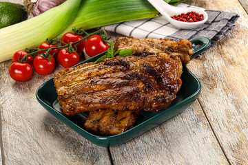 Tasty roasted pork ribs with spices